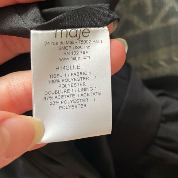 Maje Structured Peplum Dress Black 2 - Picture 12 of 13